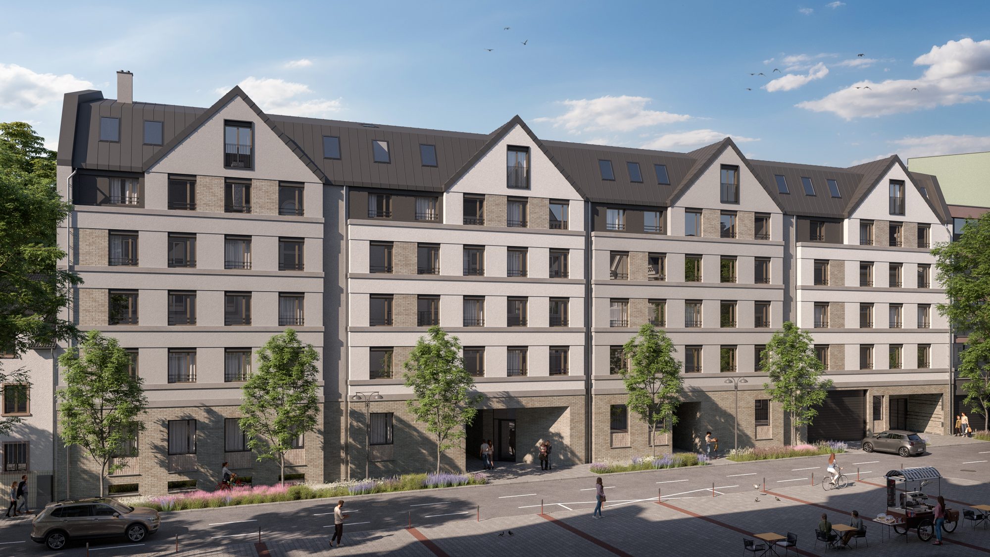 Project Development banner — building facade